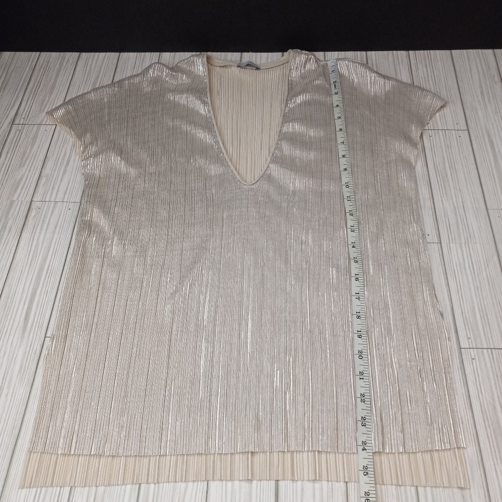 ZARA Metallic Ribbed Vneck Top - Picture 7 of 7